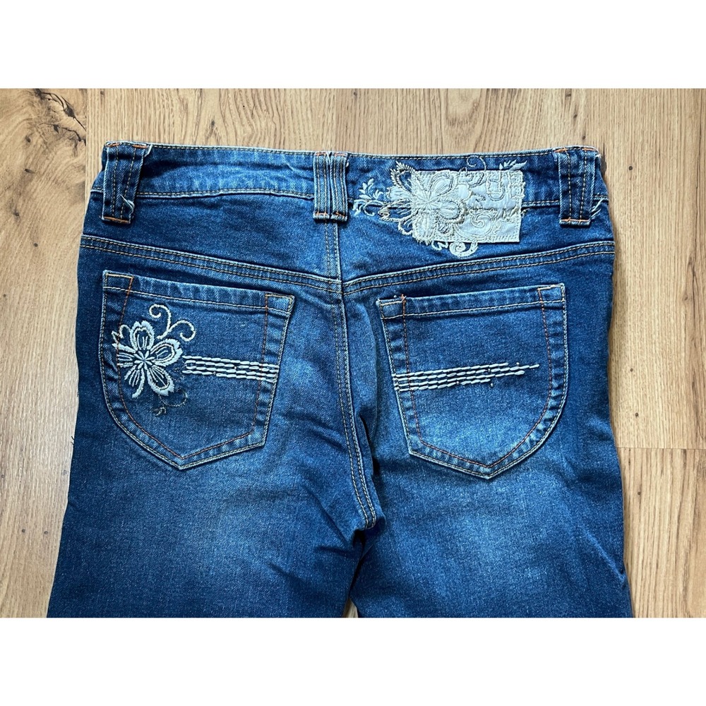 Unionbay Straight Leg Jeans Juniors 9 Y2K Floral Embroidered Mid Rise Stretch - Picture 6 of 11
